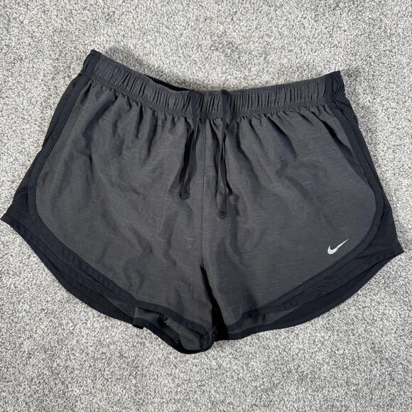 Nike Dri-FIT Tempo Running Shorts Womens XL Gray Black Lined Athletic DB4487-083 - Picture 1 of 14